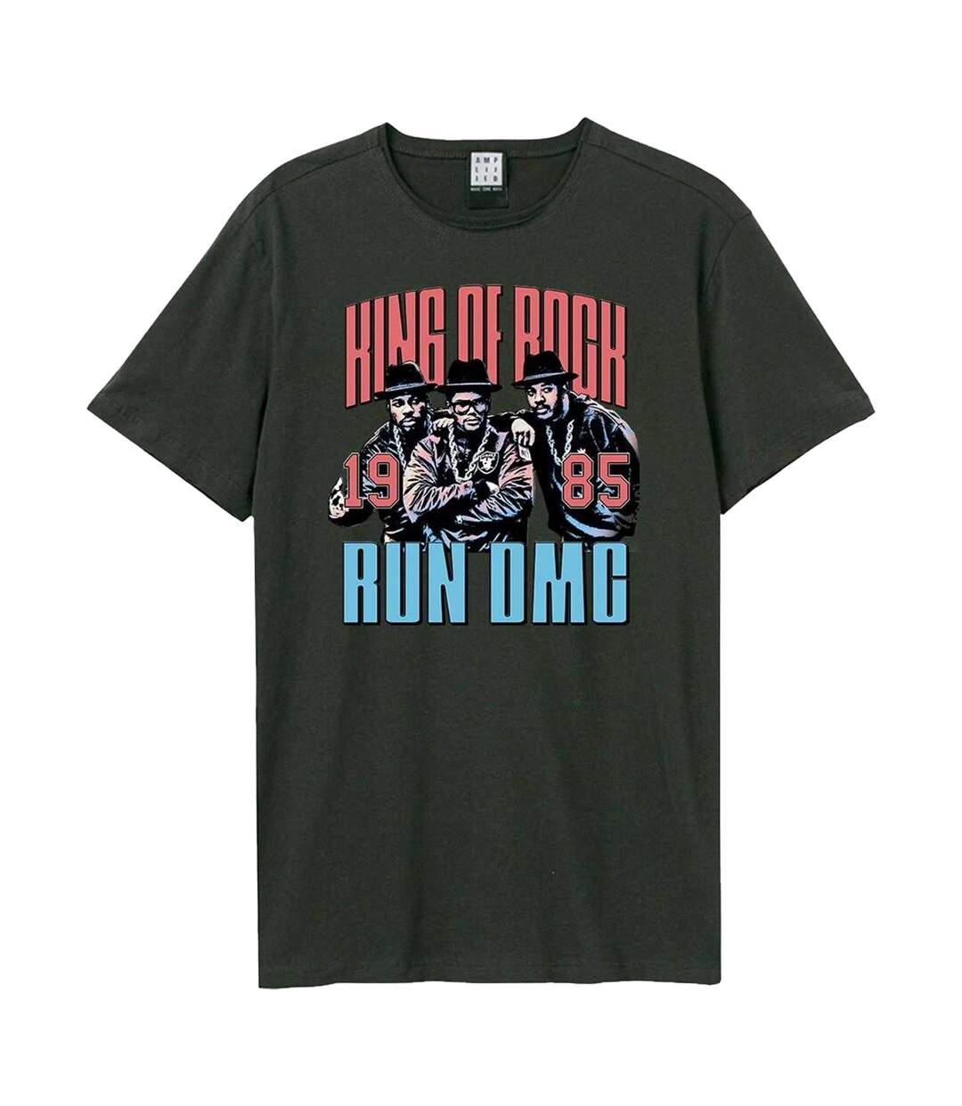 T-shirt Motif/style Run Dmc King Of Rock Adulte Charbon Amplified-1