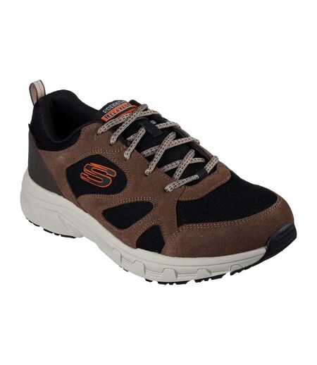 Mens oak canyon sunfair suede relaxed fit trainers brown/black Skechers