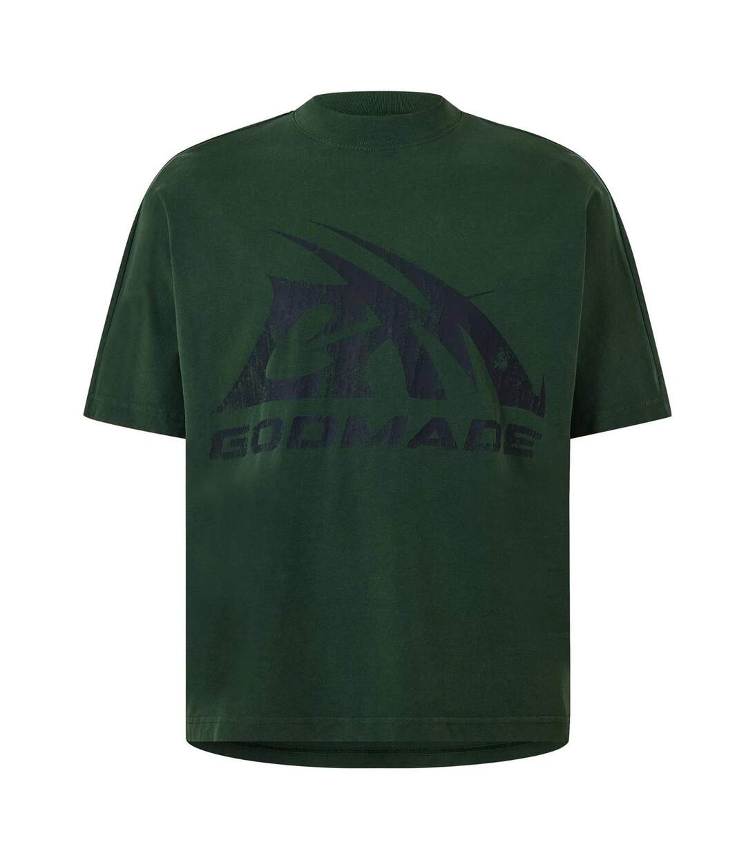 Mens Logo Cotton Regular T-shirt Washed Green GodMade-2