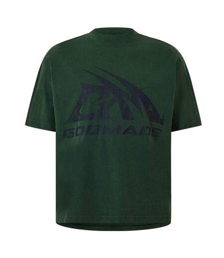 Mens Logo Cotton Regular T-shirt Washed Green GodMade