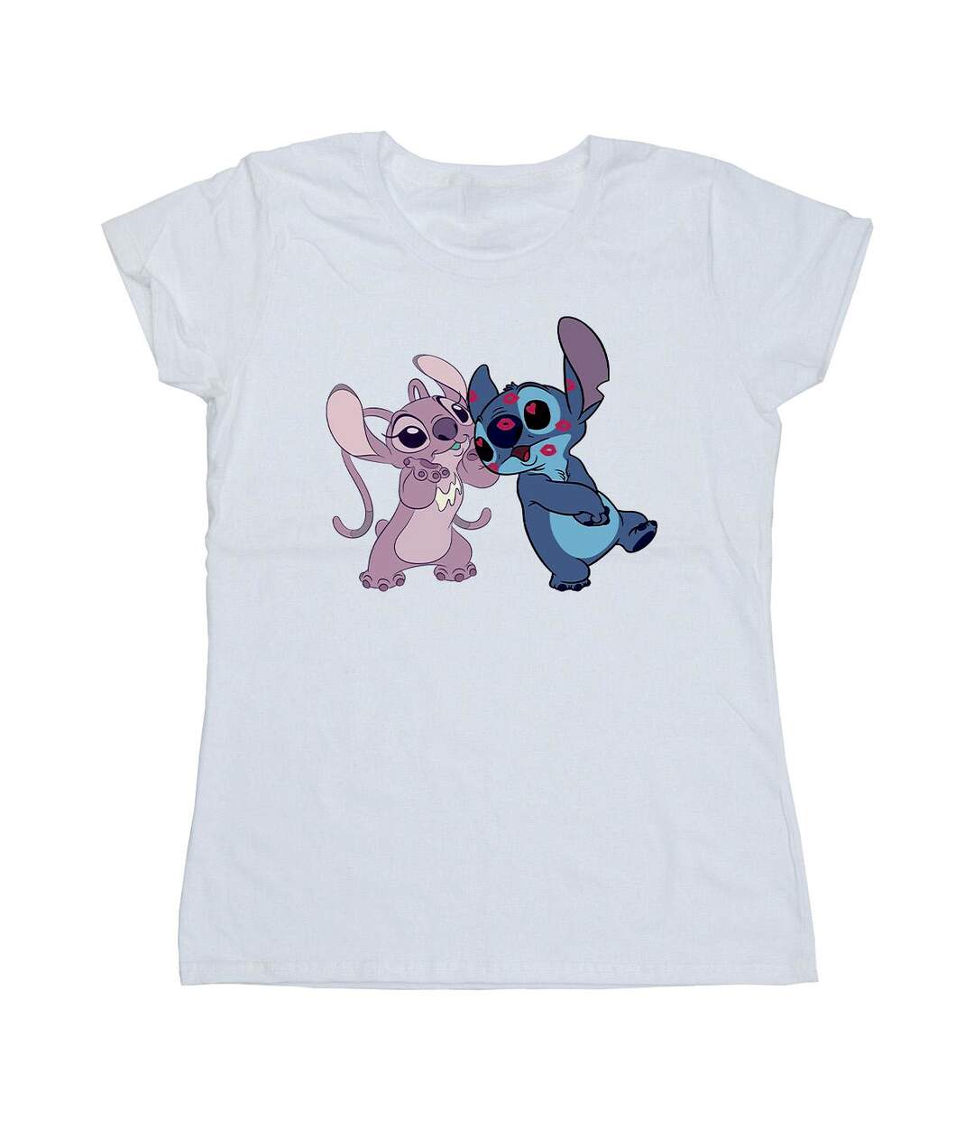 Disney T-shirt en coton Lilo & Stitch Kisses - Femmes/Ladies (Blanc) - UTBI25720-1