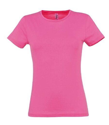 T-shirt manches courtes col rond - Femme - 11386 - rose orchidée