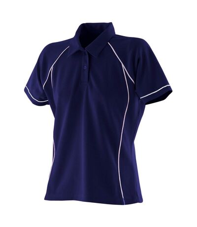 Finden & Hales Womens/Ladies Piped Performance Polo Shirt (Navy/White)