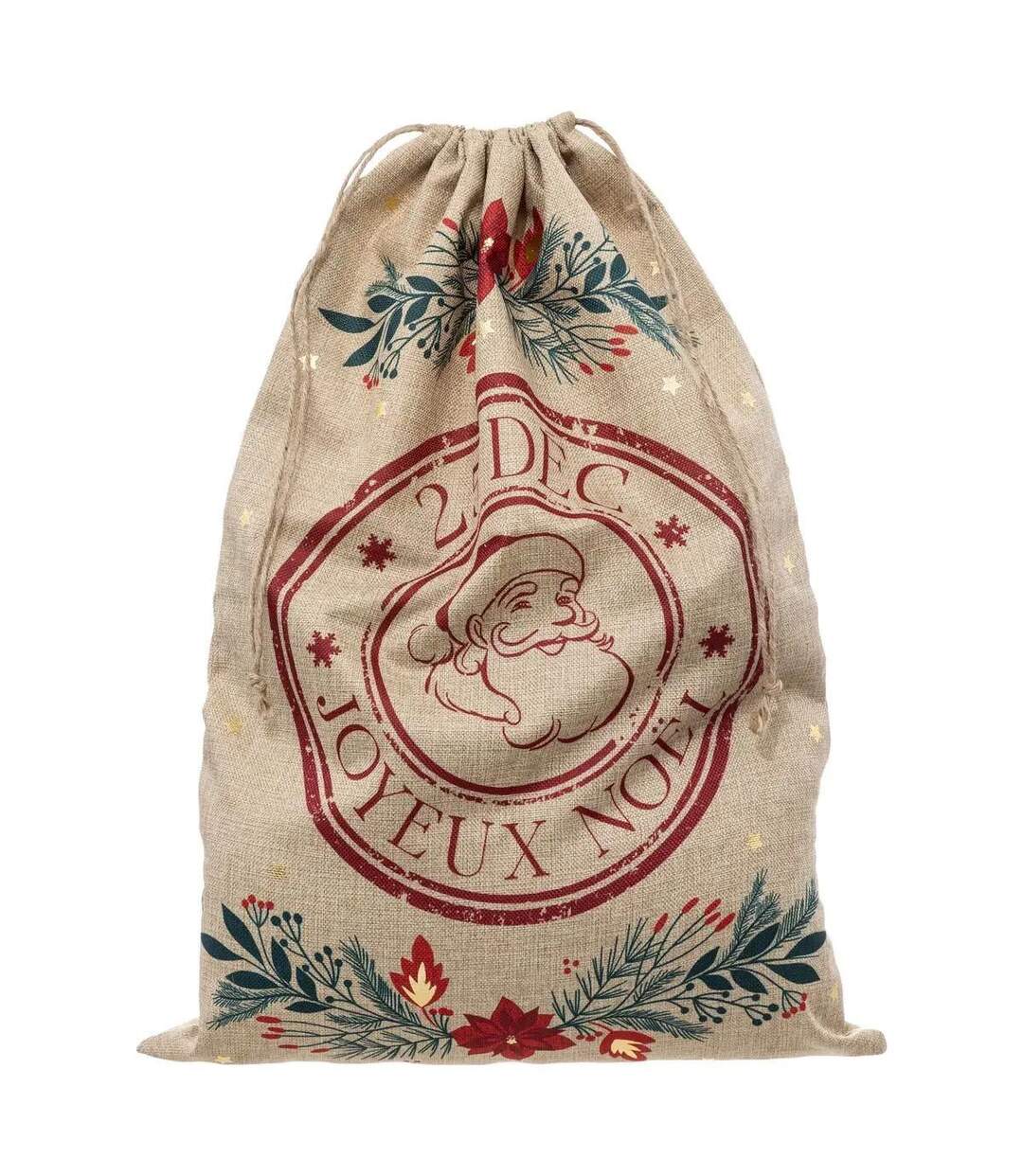 Hotte de Noël Imprimée Soir 70cm Beige & Rouge-2