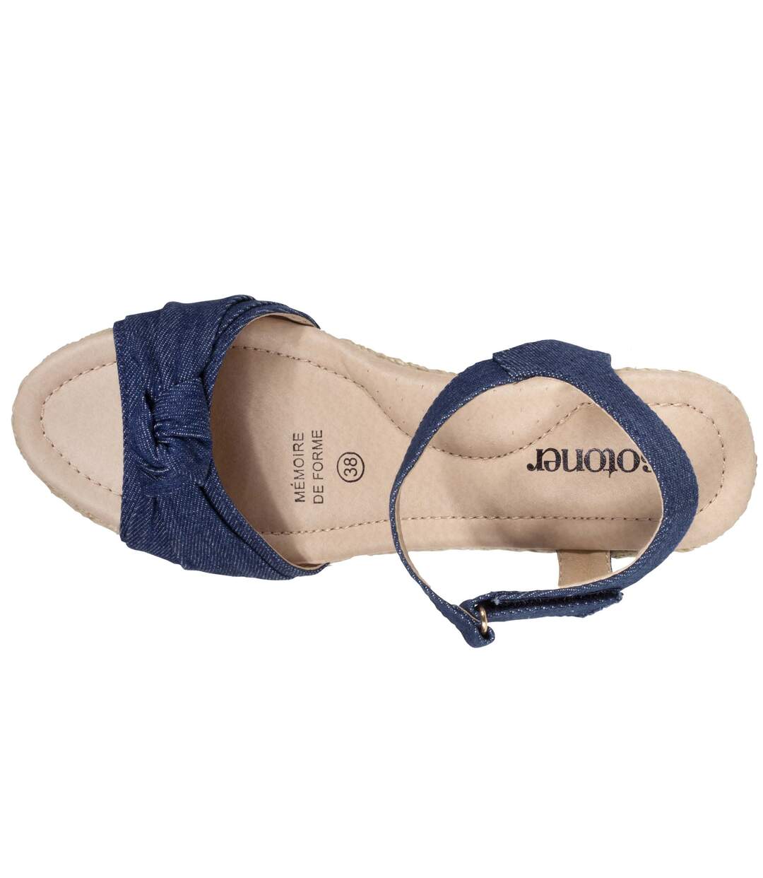 Isotoner Espadrilles femme à talon 6 cm et bout ouvert détail nœud