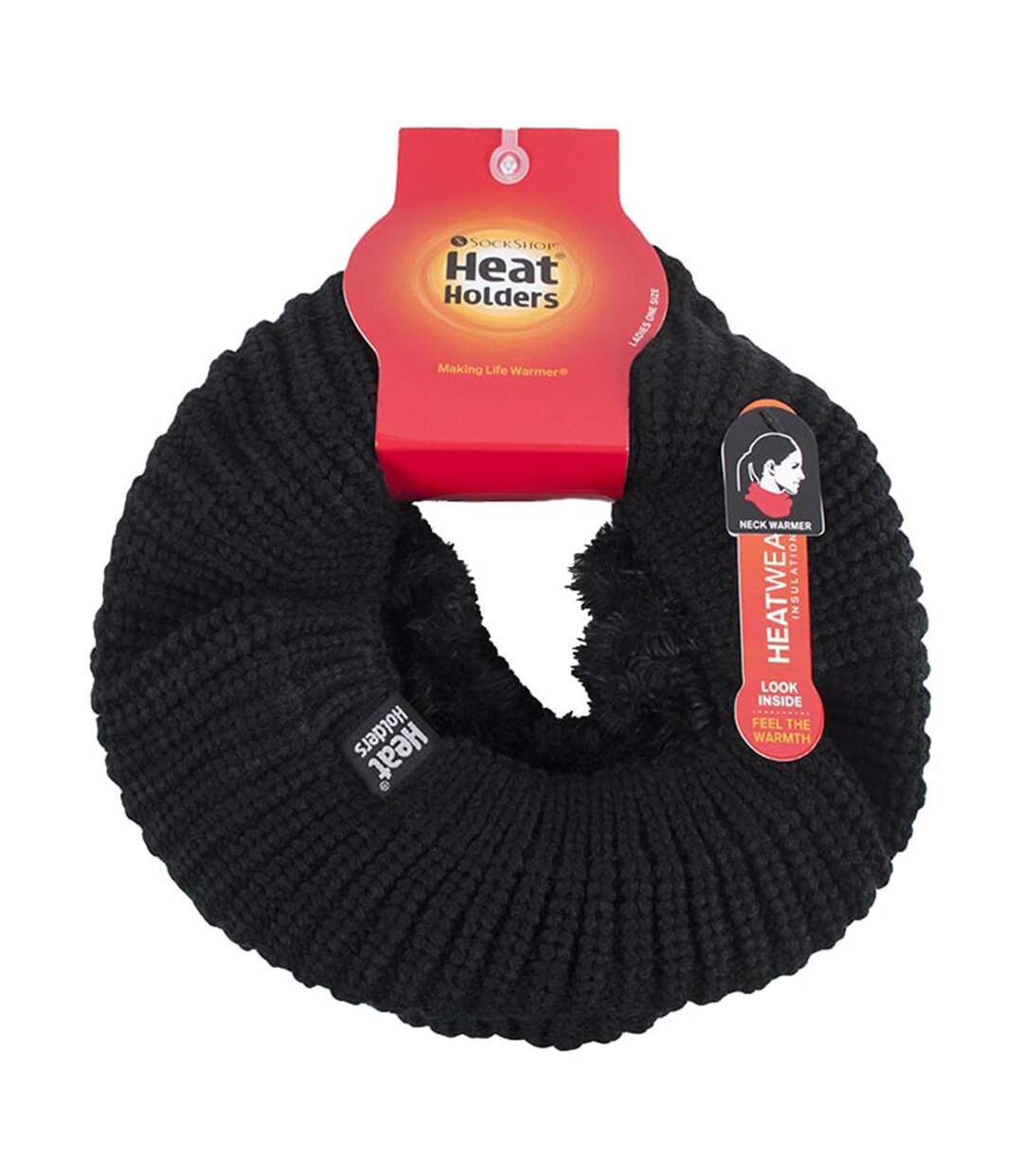 Ladies Winter Warm Fleece Lined Chunky Knit Thermal Neck Warmer-2