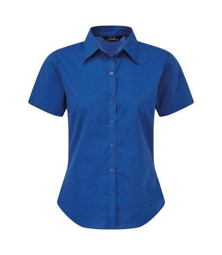 Short Sleeve Poplin Blouse / Plain Work Shirt Royal Premier