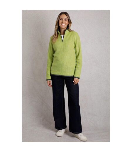 Womens/ladies beye grid eco friendly quarter zip fleece top tarragon Weird Fish