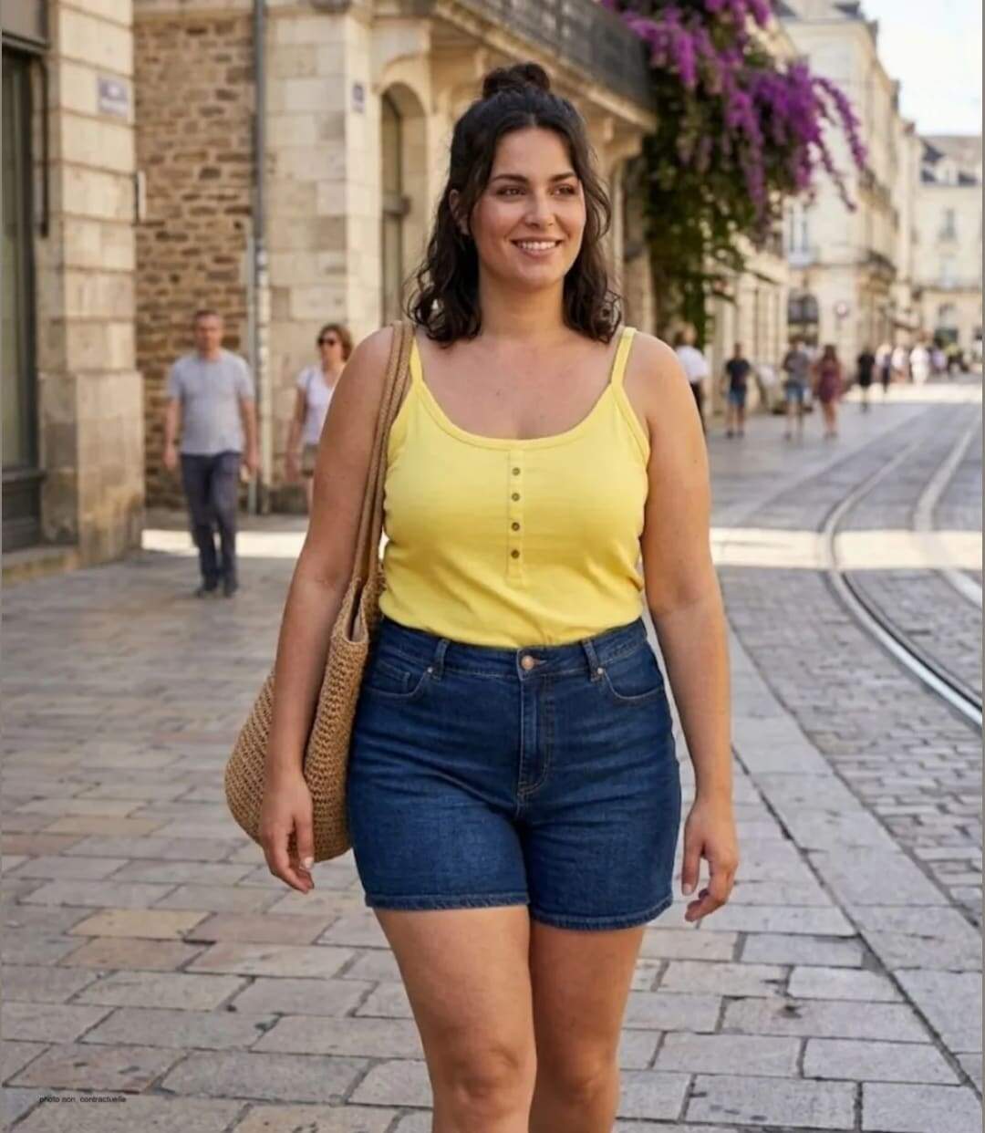 Top à fines bretelles AXONE EPICE3J jaune : le confort grande taille en pur coton pour sublimer vos formes-5