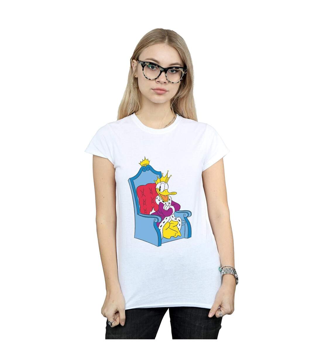 Disney T-shirt en coton Donald Duck King Donald pour femmes/femmes (Blanc) - UTBI32205-2