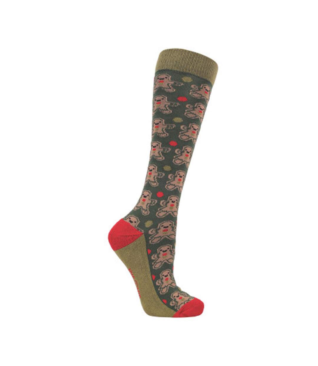 Pack Of 3  Unisex Adult Gingerbread Christmas Boot Socks  Green Red Hy-3