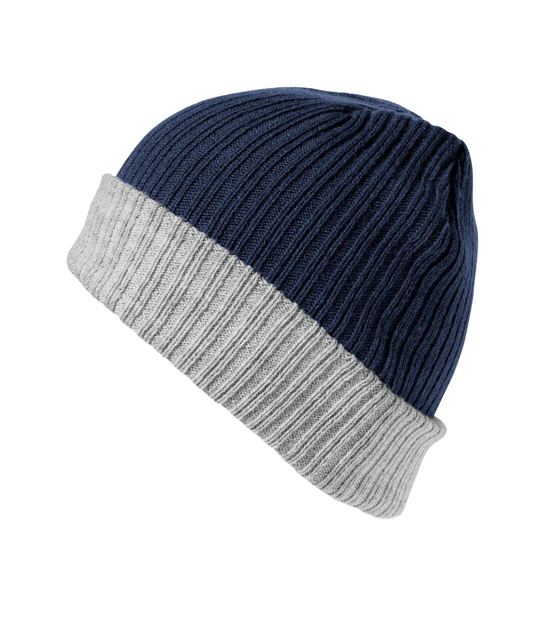 Unisex adult double layered beanie navy/grey Result Winter Essentials-1