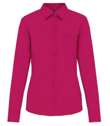 Chemise popeline manches longues - Femme - K549 - rose fuchsia