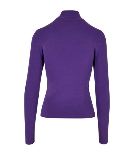 Womens/ladies Cut Out Turtle Neck Long-sleeved Top Real Violet Urban Classics