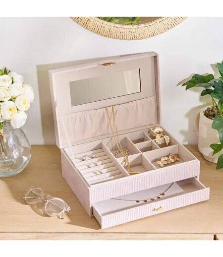 Boîte à Bijoux en Velours Enya 27cm Beige
