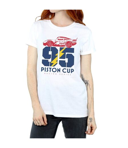 Disney Femme/Les femmes Cars Piston Cup 95 - T-shirt boyfriend en coton (Blanc) - UTBI15969