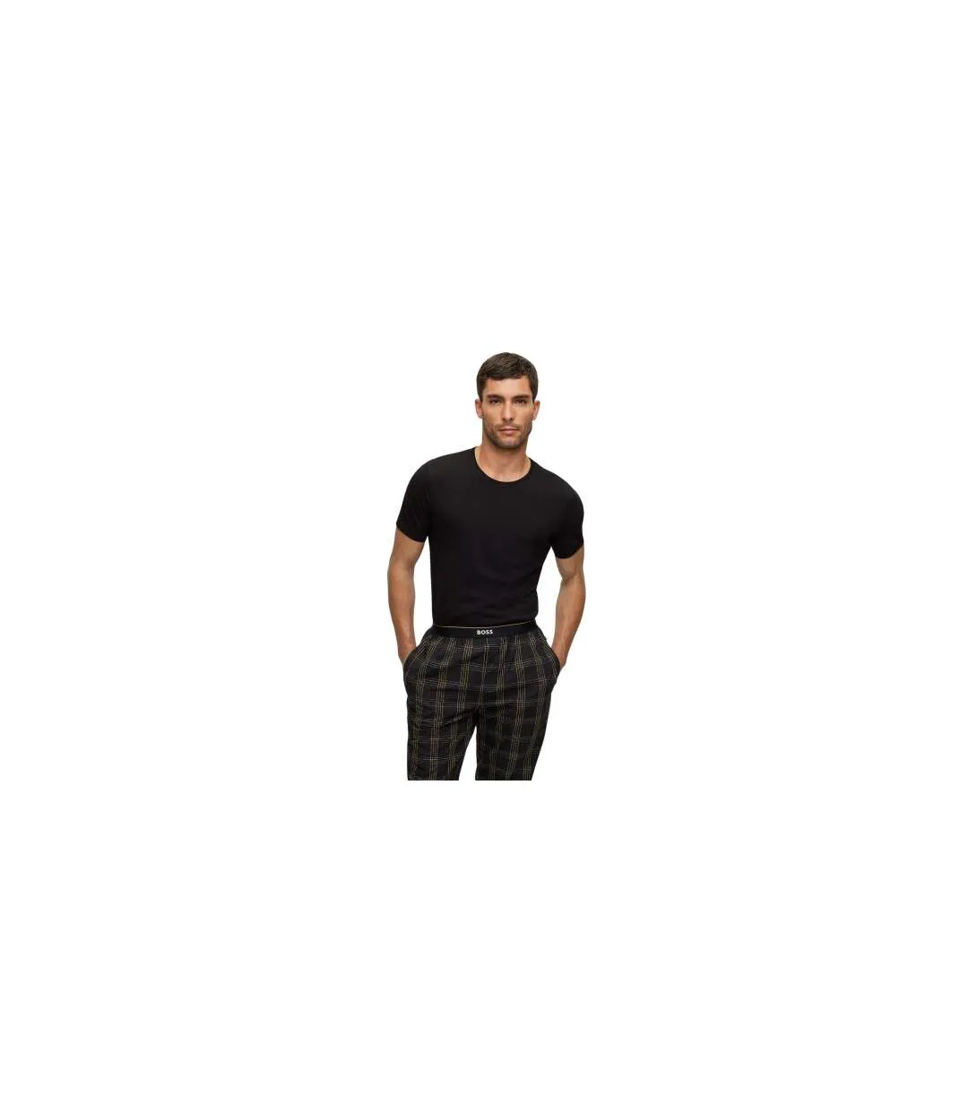 Pack Of 3  Mens Embroidered Logo Crew Neck T-shirt  Black Navy Charcoal Grey Boss-1