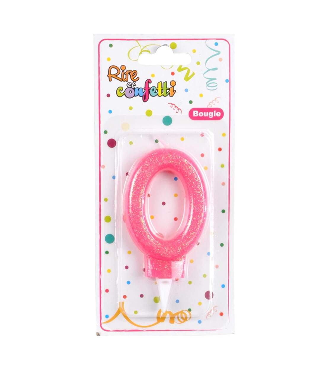 Bougie d'Anniversaire Paillette Chiffre 0 7cm Rose-2