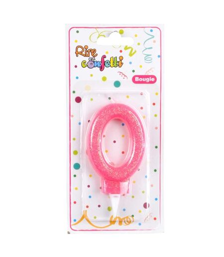 Bougie d'Anniversaire Paillette Chiffre 0 7cm Rose