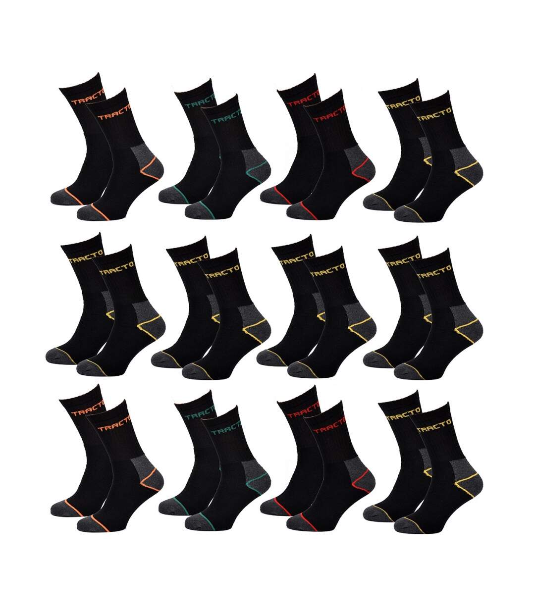 Chaussettes de Travail TRACTO pour Homme Résistance et Qualité Pro - Pack de 12-2