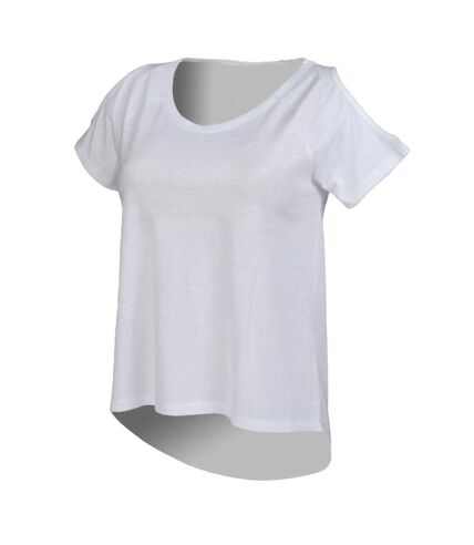 SF Womens/Ladies Plain Short Sleeve T-Shirt With Drop Detail (White) - UTRW2841