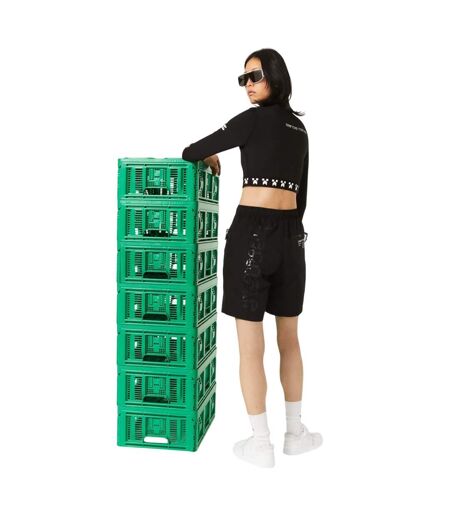 Womens/ladies Minecraft Crop T-shirt Black Lacoste