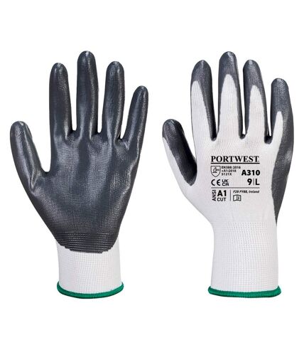 Portwest Unisex Adult A310 Flexo Nitrile Grip Gloves (Gray/White) (L) - UTPW1164