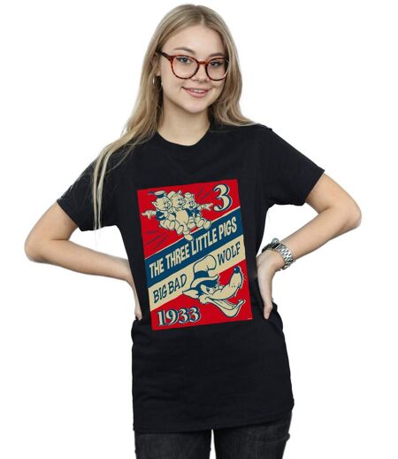 Disney - T-shirt THREE LITTLE PIGS AND THE BIG BAD WOLF - Femme (Noir) - UTBI17665