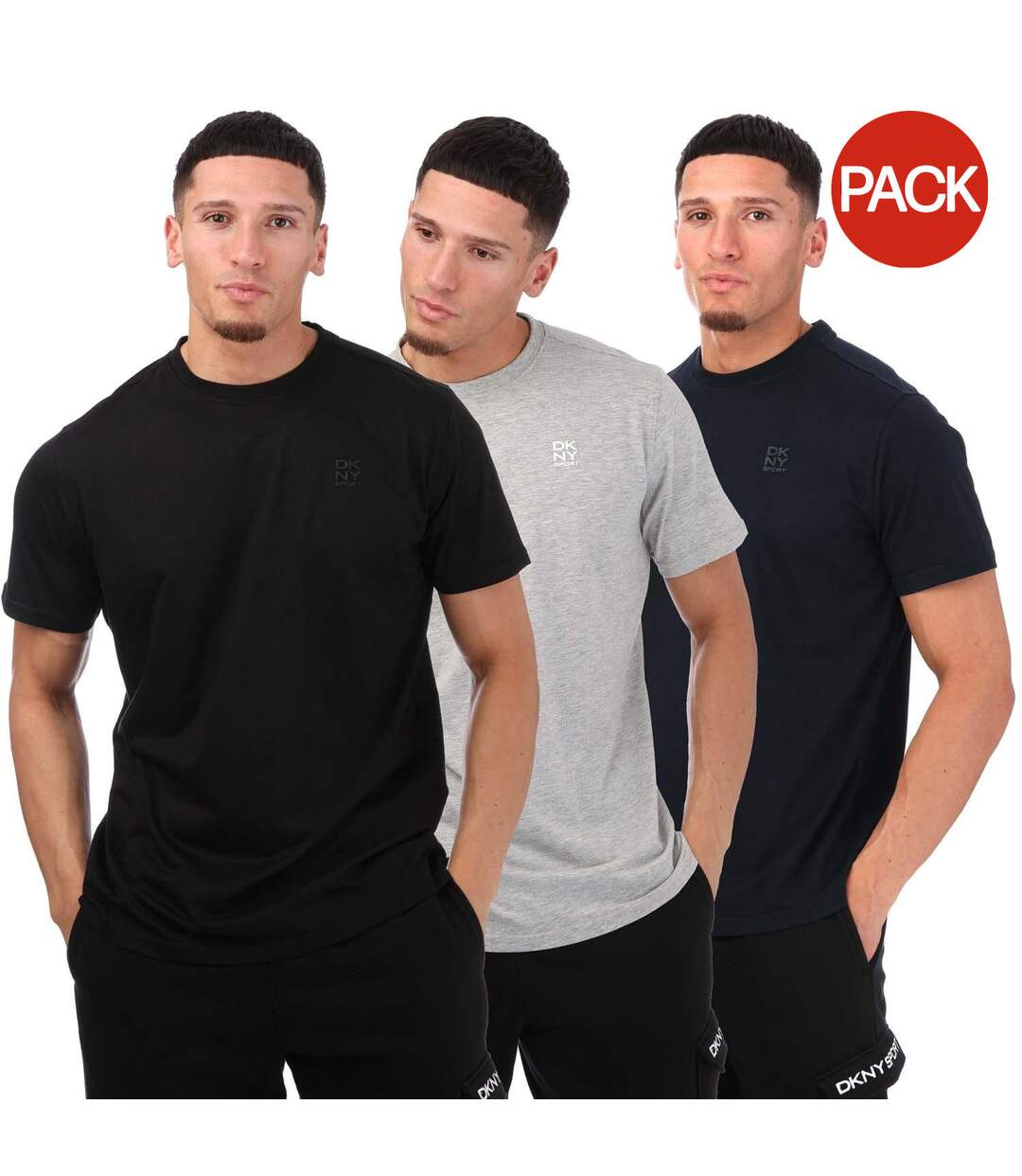 Pack Of 3  Mens Logo T-shirt  Black Silver DKNY-1