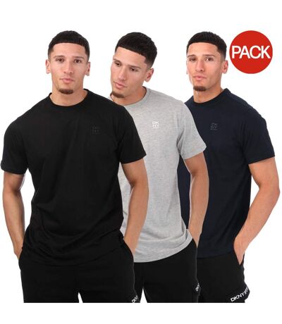 Pack Of 3  Mens Logo T-shirt  Black Silver DKNY