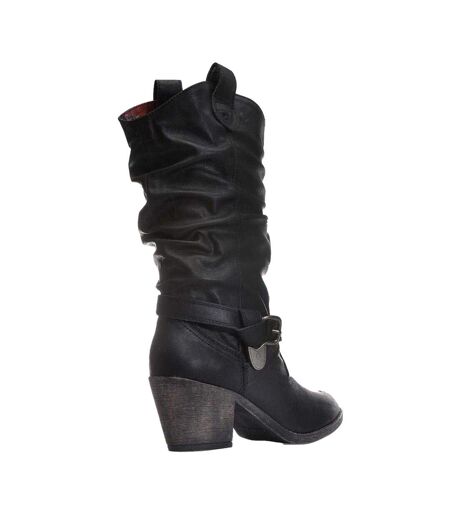 Womens/ladies Sidestep Lewis Faux Leather Boots Black Rocket Dog
