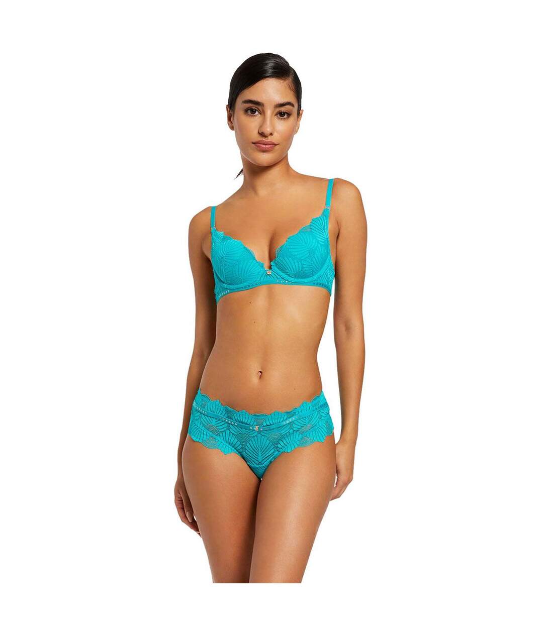 Shorty tanga turquoise Zoe Dentelle-4