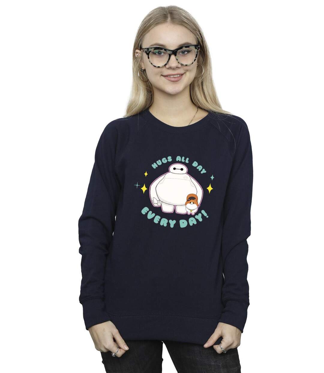 Disney Sweatshirt Big Hero 6 Baymax Hugs Everyday Womens/Ladies (Bleu marine) - UTBI11805-2