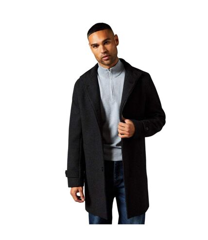 Mens signature wool blend funnel neck coat dark grey Burton