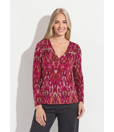 T-shirt chaud col V imprimé manches longues