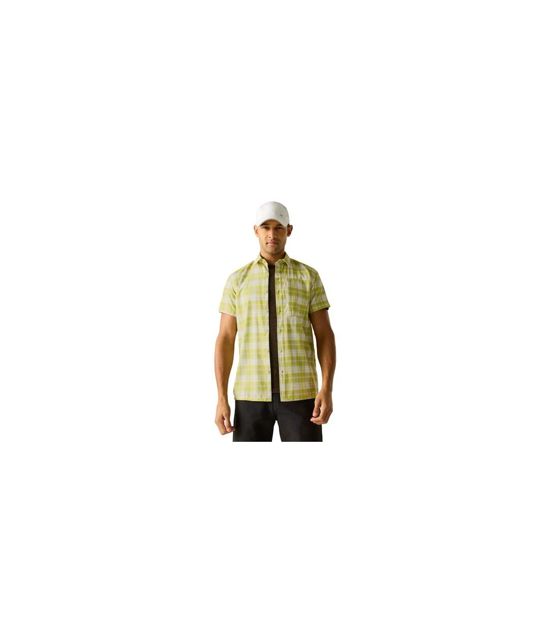 Mens Checked Insect Repellent Short-sleeved Travel Shirt Dark Tang Regatta-1