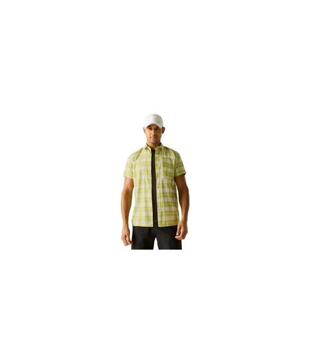 Mens Checked Insect Repellent Short-sleeved Travel Shirt Dark Tang Regatta