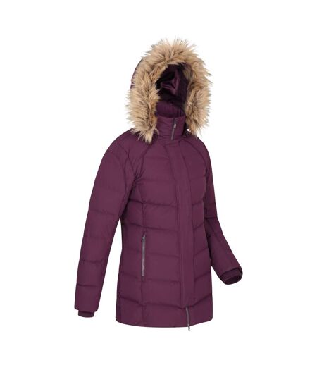 Womens/ladies isla ii long down jacket purple Mountain Warehouse