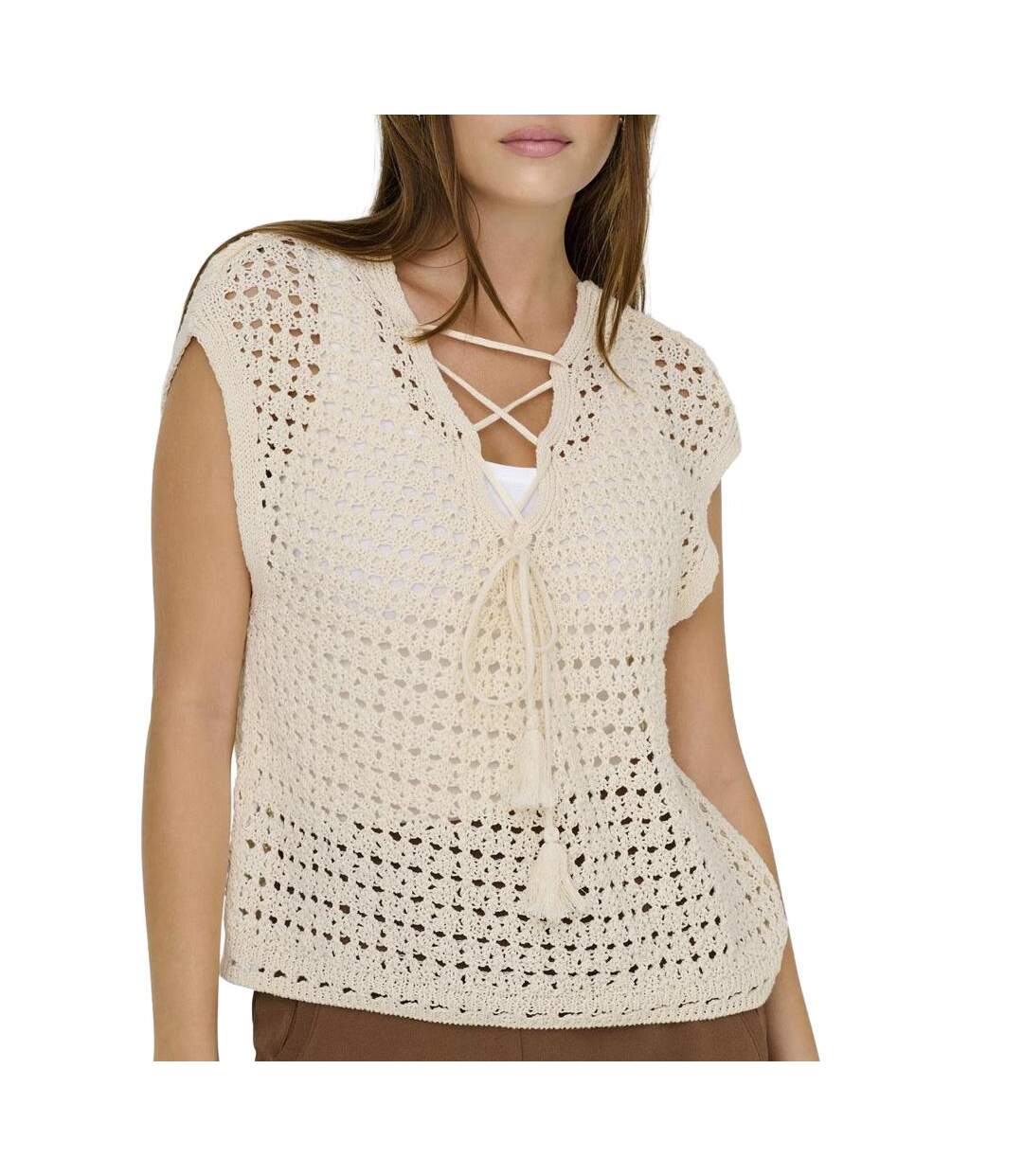 Pull beige femme jdy ellis reversible-1