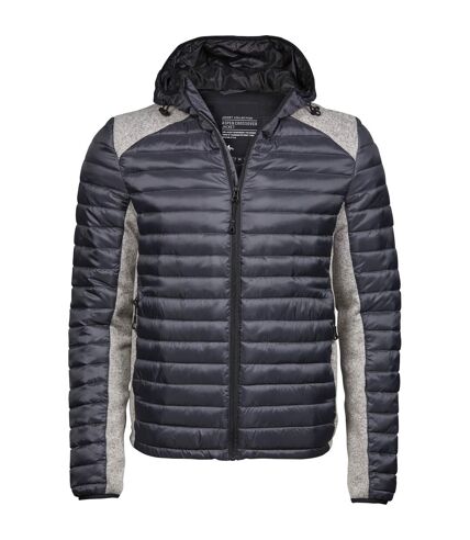 Tee Jays Mens Crossover Hooded Padded Outdoor Jacket (Space Grey/Grey Melange) - UTPC3415