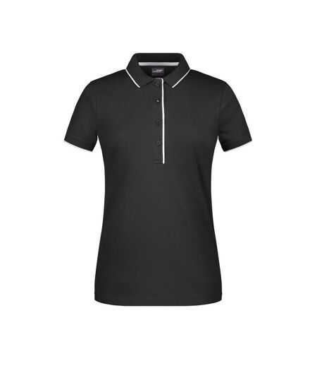 Polo Motif/style À Rayures Femme Noir Argenté Uni James And Nicholson