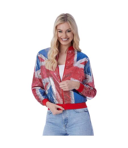 Blouson aviateur femme rouge/bleu/argent Smiffys