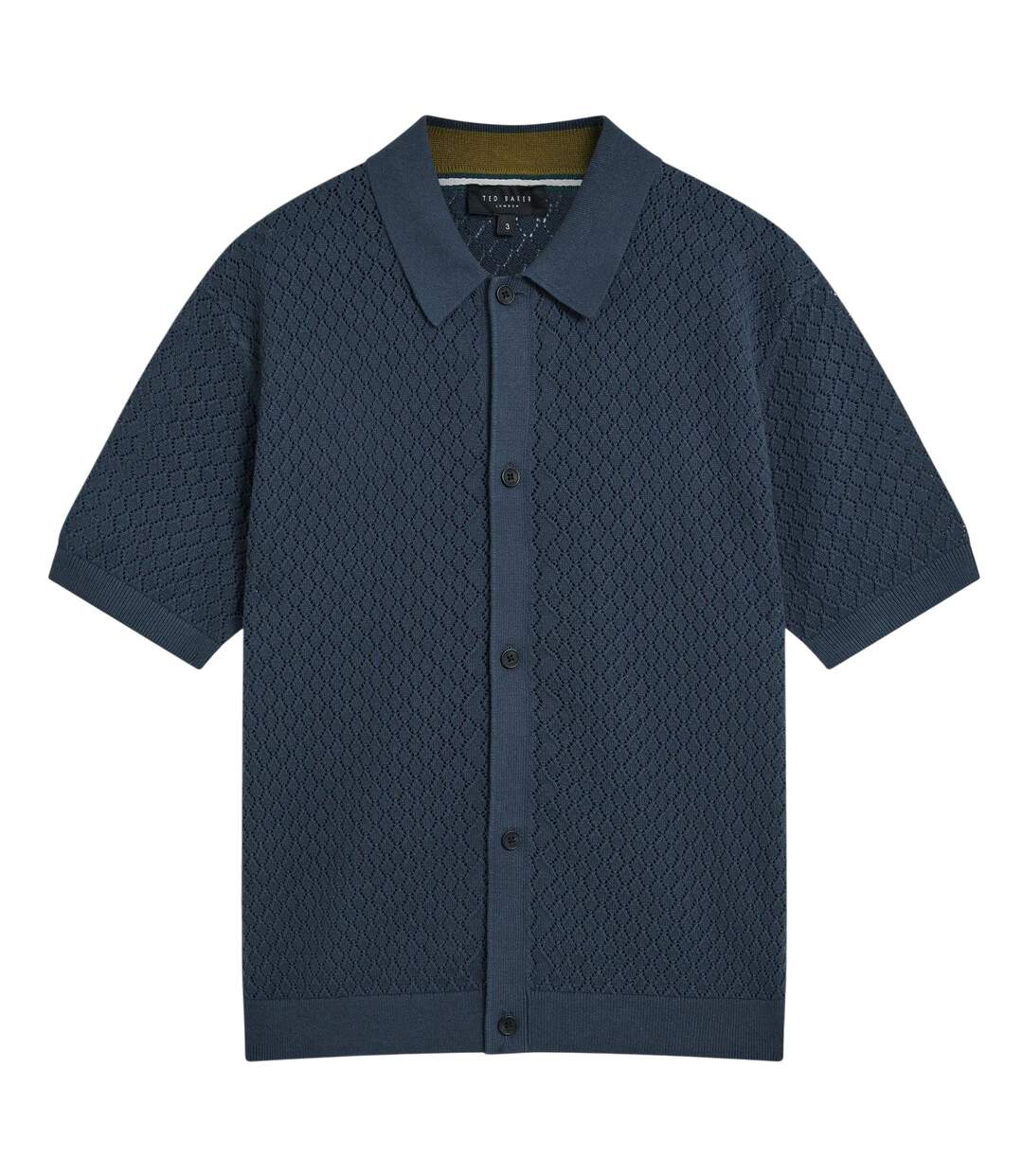 Mens Crochet Short-sleeved Shirt Mid Navy Ted Baker-2