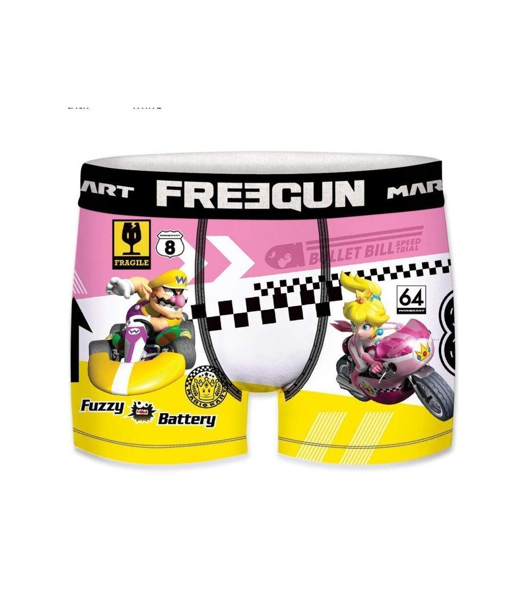 FREEGUN Boxer Homme Microfibre PEA Rose Jaune MARIO KART-1