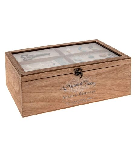 Boîte à couture en bois Atelier d'hivers - L. 30 x H. 10 cm - Marron