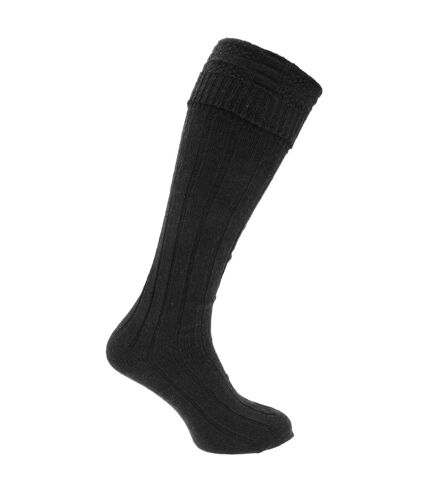 Mens Scottish Highland Wear Wool Kilt Hose Socks (1 Pair) (Black) - UTMB442