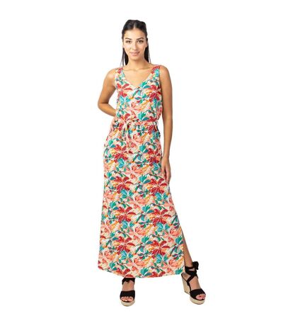 Robe longue ceinturée SAVANA imprimé coloré Coton Du Monde