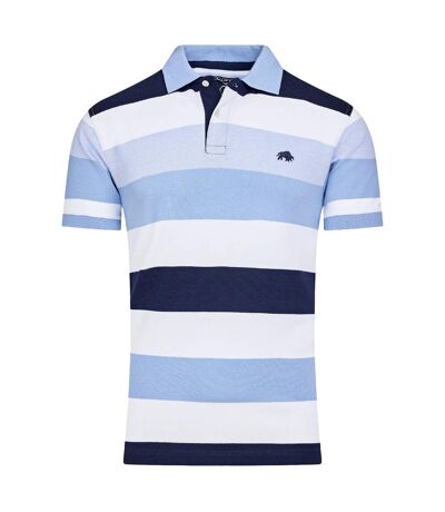 Mens Hoop Birdseye Pique Polo Shirt Sky Blue Raging Bull