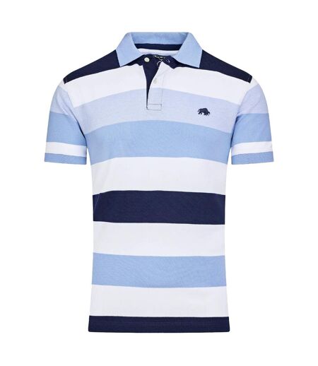 Mens Hoop Birdseye Pique Polo Shirt Sky Blue Raging Bull