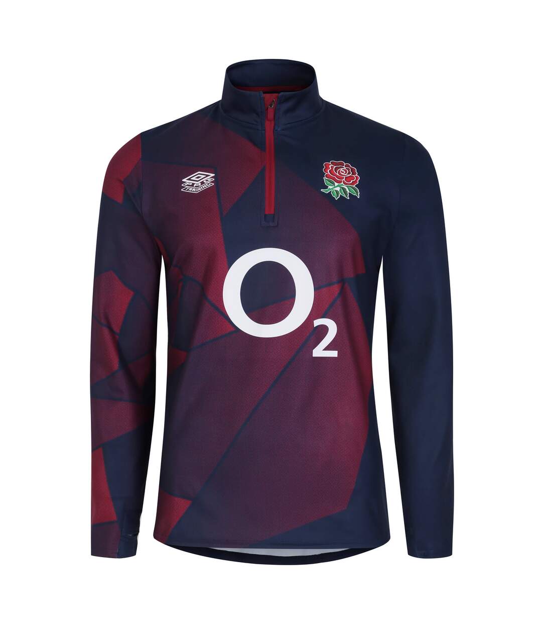 Mens 23/24 england rugby warm up midlayer navy blazer/tibetan red Umbro-1